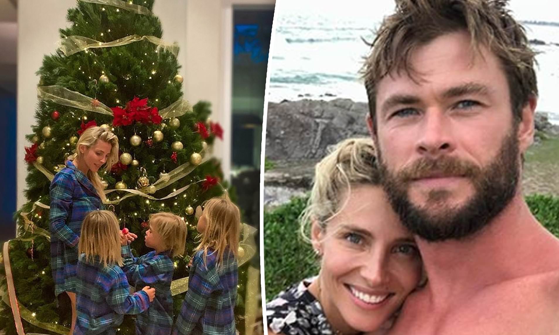 Chris Hemsworth e Elsa Pataky decoram a árvore de Natal juntos